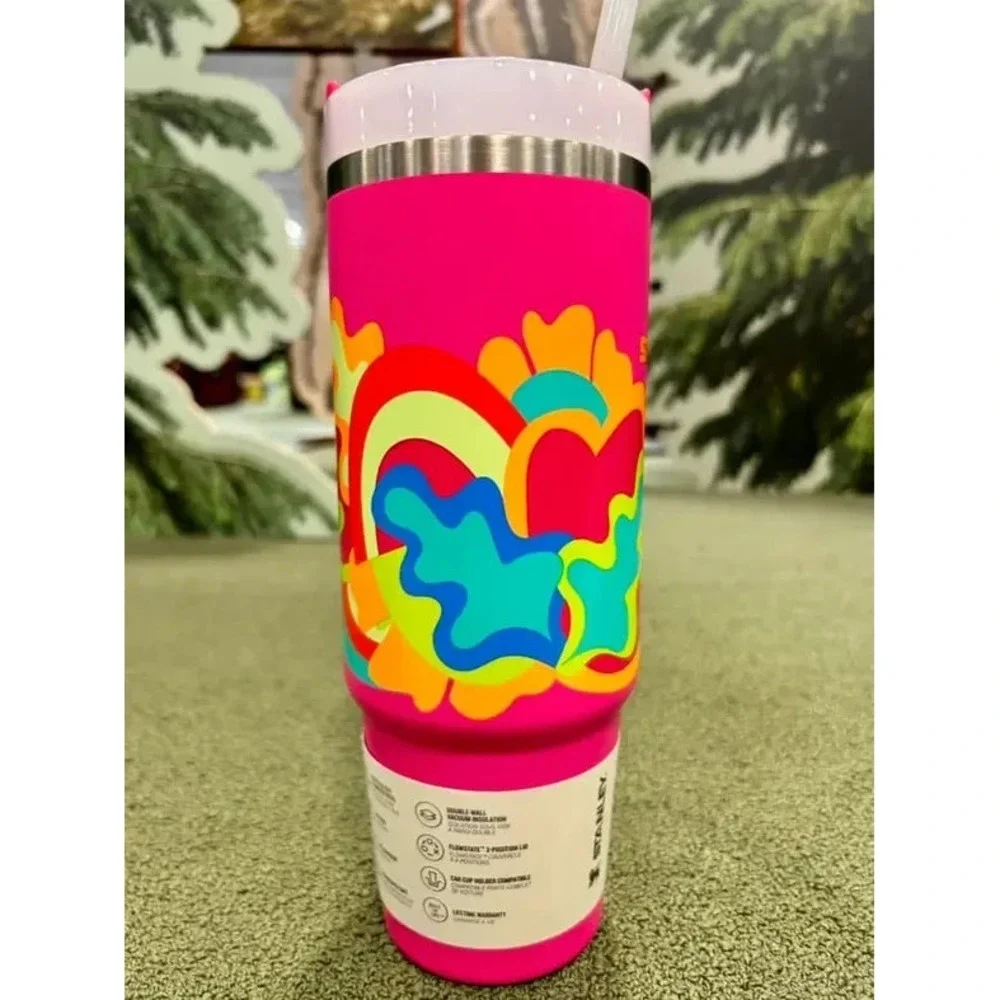 Stanley 30oz Quencher H2.0 FlowState Tumbler Handle Lid Insulated Cup Pink Retro - Picture 2 of 3